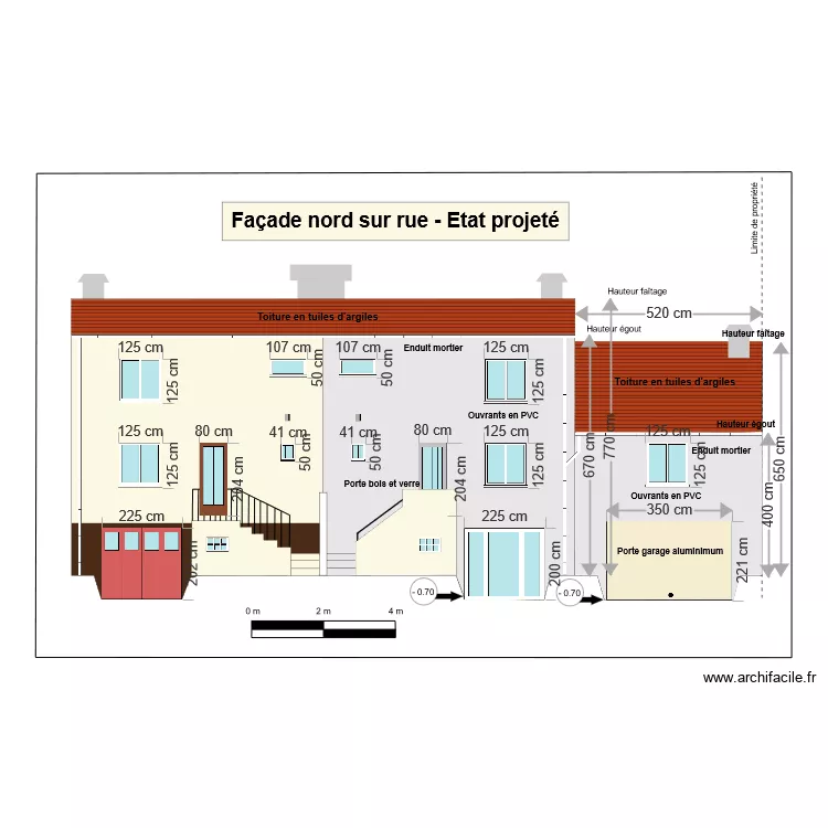 Plan de fa&ccedil;ade projet&eacute; DAVID. Plan de 