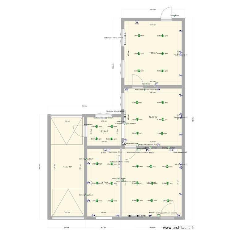 BUREAU 378. Plan de 6 pièces et 94 m2