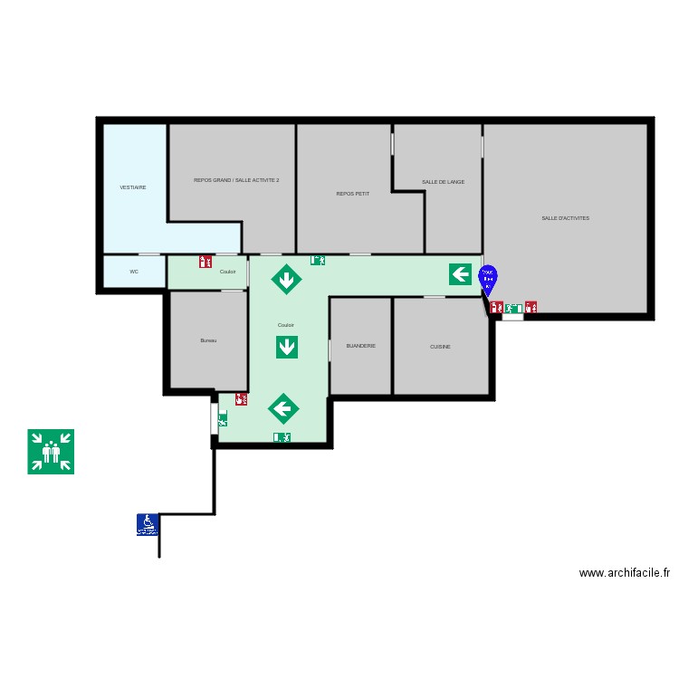 plan incendie creche . Plan de 0 pièce et 0 m2