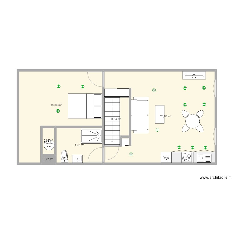 studio03. Plan de 6 pièces et 53 m2