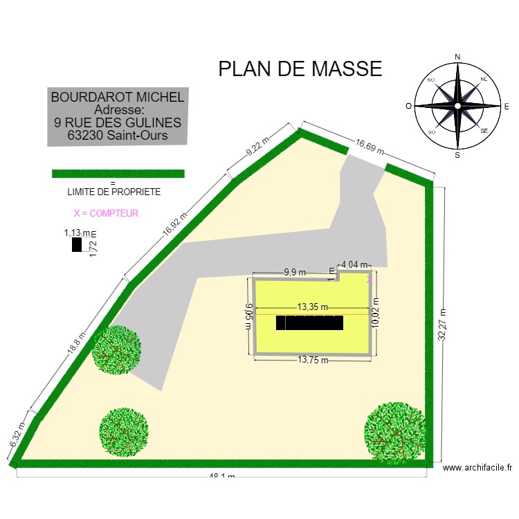  PLAN DE MASSE BOURDAROT. Plan de 1 pièce et 117 m2