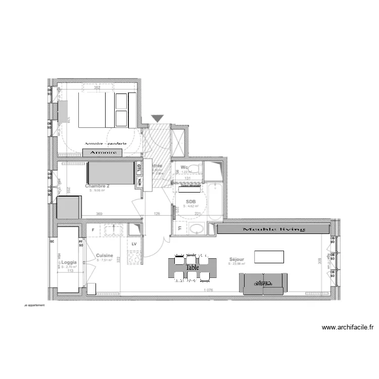Appart autre chambre. Plan de 