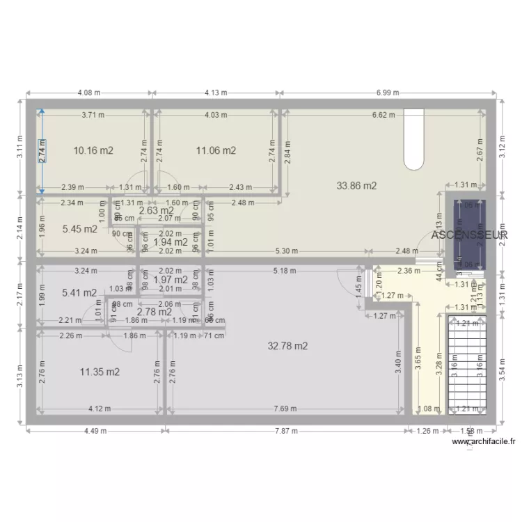 scld ssol etage attique ascenss. Plan de 
