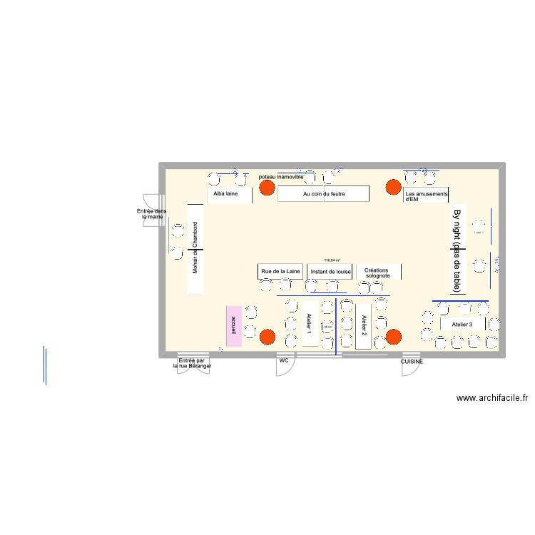 salle des conférences mairie MLK version 3. Plan de 1 pièce et 117 m2