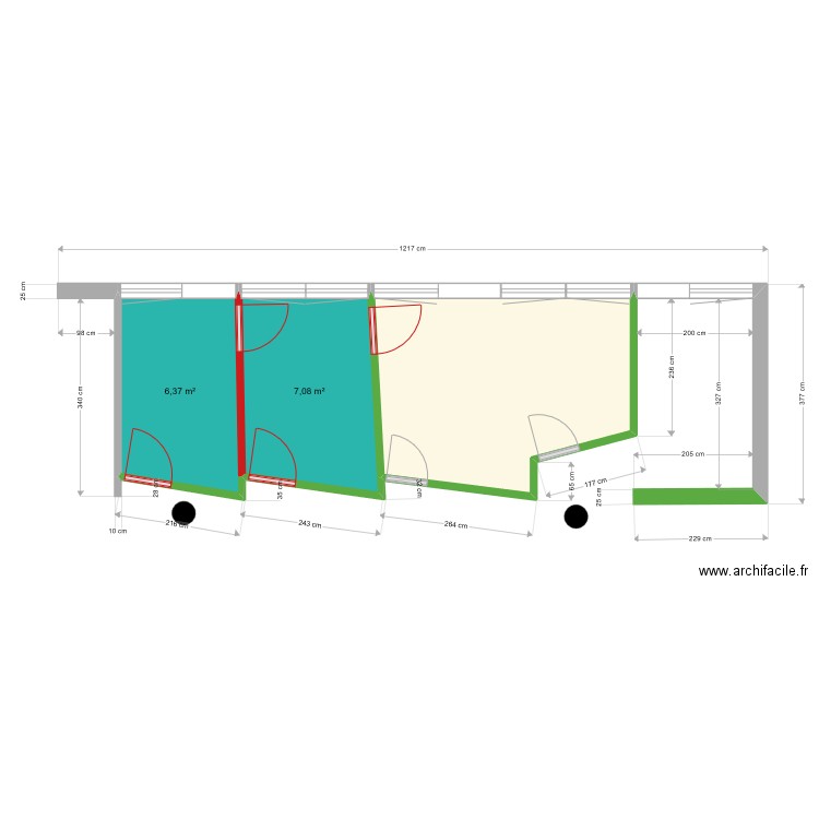 Projet 2 DDETS. Plan de 3 pièces et 26 m2