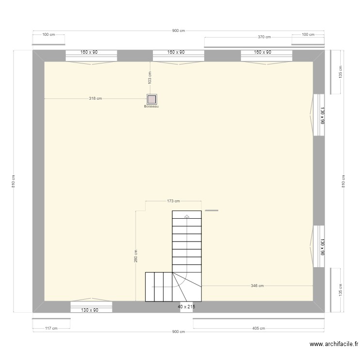 ETAGE MACONNERIE PAPA. Plan de 1 pièce et 62 m2
