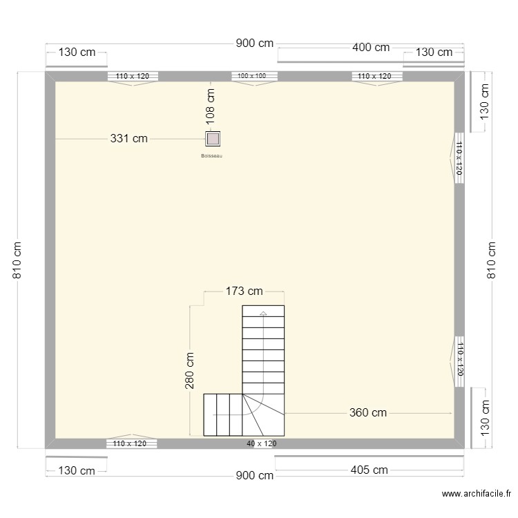 ETAGE MACONNERIE PAPA. Plan de 1 pièce et 66 m2
