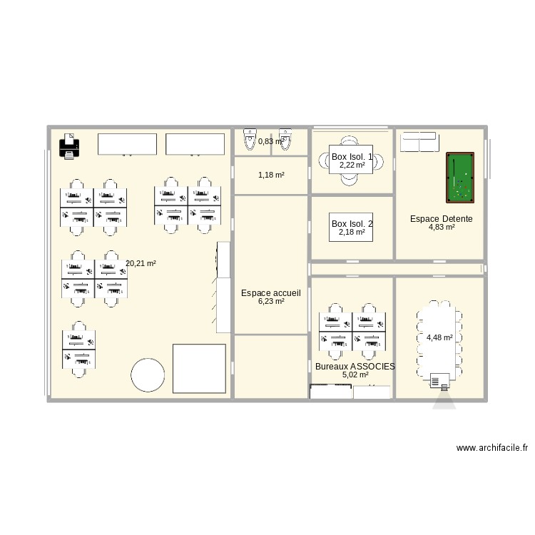 CHIMEX. Plan de 9 pièces et 47 m2