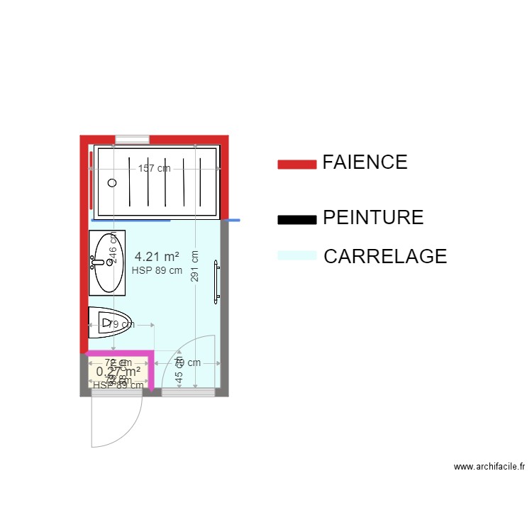 MAITRE MCH. Plan de 2 pièces et 4 m2