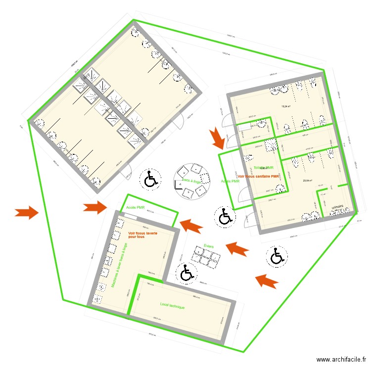 Colporteur sanitaire - plan d'aménagement. Plan de 6 pièces et 159 m2