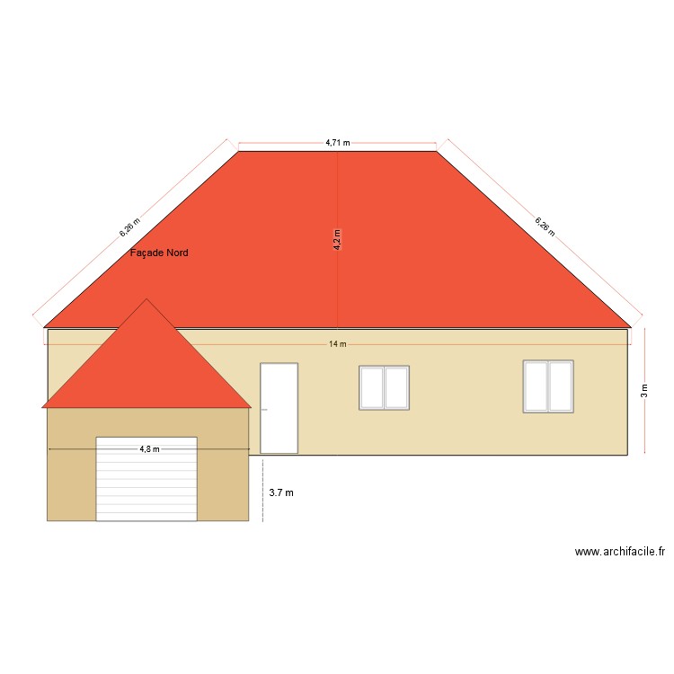 façade nord1. Plan de 0 pièce et 0 m2