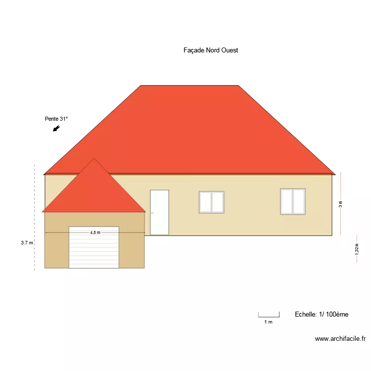 fa&ccedil;ade nord1. Plan de 