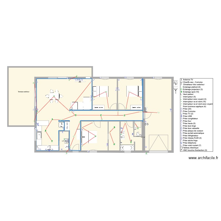 Villa Hernandez plan électrique. Plan de 10 pièces et 181 m2