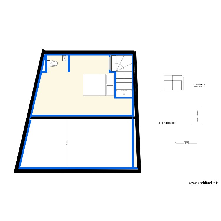 ROMMELAERE ETAGE validé septembre 2023 dofif. Plan de 2 pièces et 23 m2