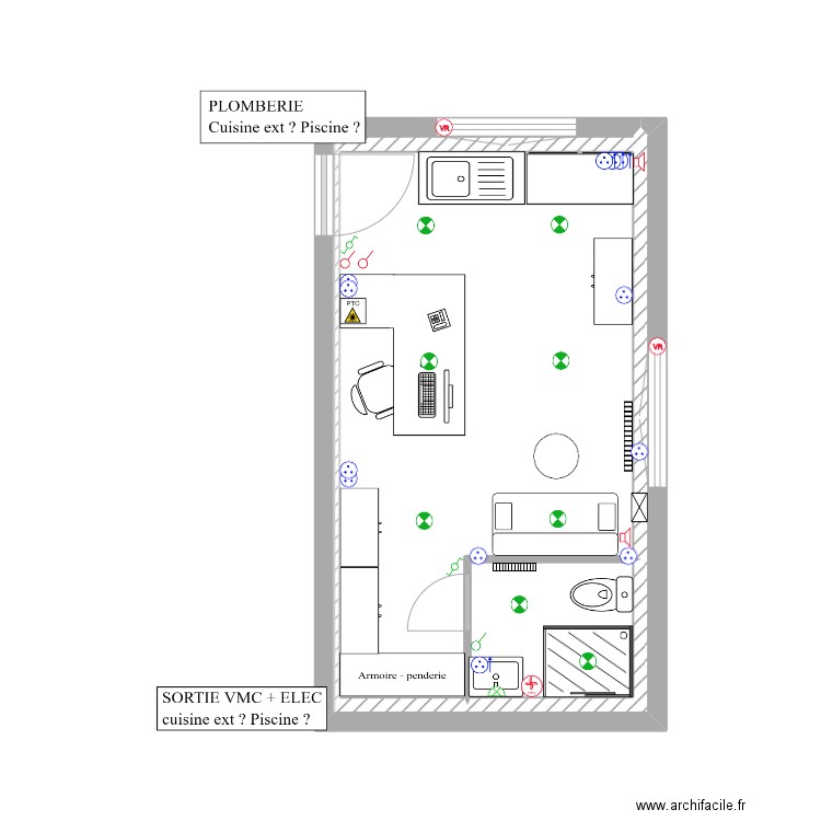 Bureau / Studio Maison. Plan de 4 pièces et 20 m2