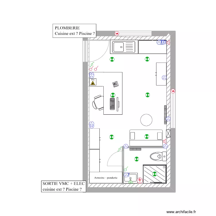 Bureau / Studio Maison. Plan de 