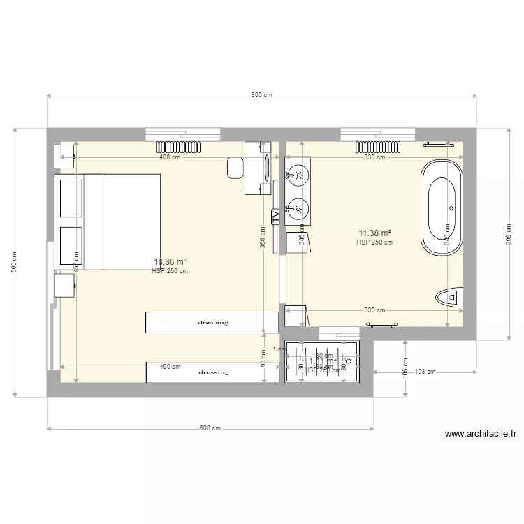 chambre parentale. Plan de 
