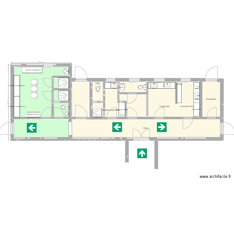 ORMES VESTIAIRE  ANNEXE P1. Plan de 14 pièces et 77 m2