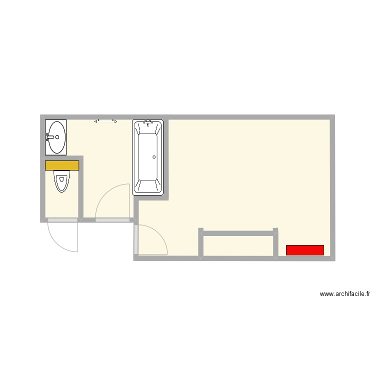Salle de bain Boutard 4. Plan de 4 pièces et 19 m2