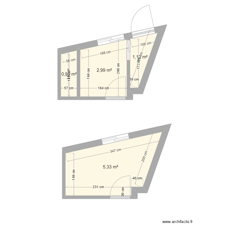 BELVEDERE sdb couloir. Plan de 4 pièces et 10 m2