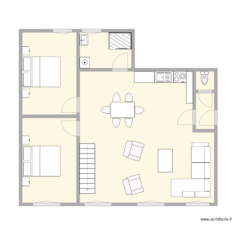 ref 116. Plan de 9 pièces et 108 m2