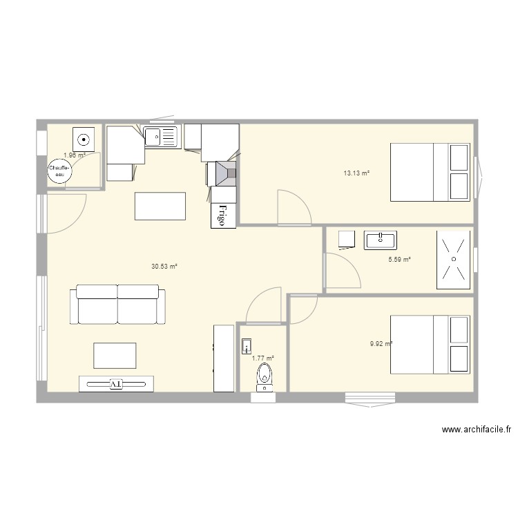 plan maison 60m2. Plan de 0 pièce et 0 m2