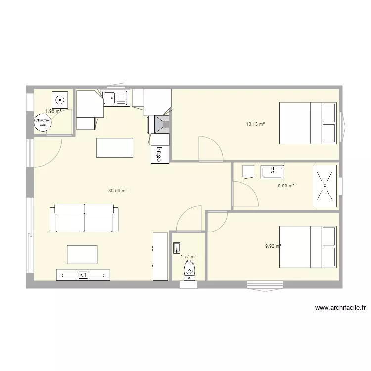 plan maison 60m2. Plan de 