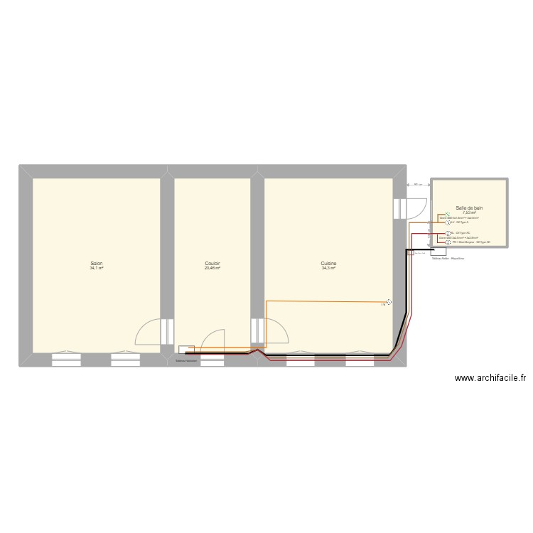 Nicolas Jeanne Niv.0 10mm² & SdB. Plan de 4 pièces et 96 m2