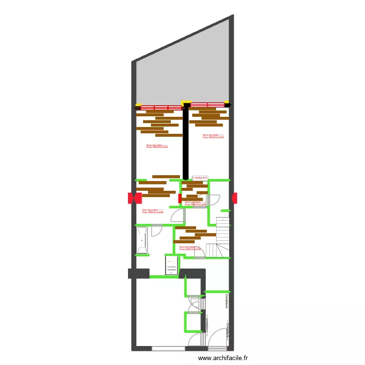 BAUCQ 77 Rez de Jardin SOLS - Planchers Bois. Plan de 10  et 97 m²