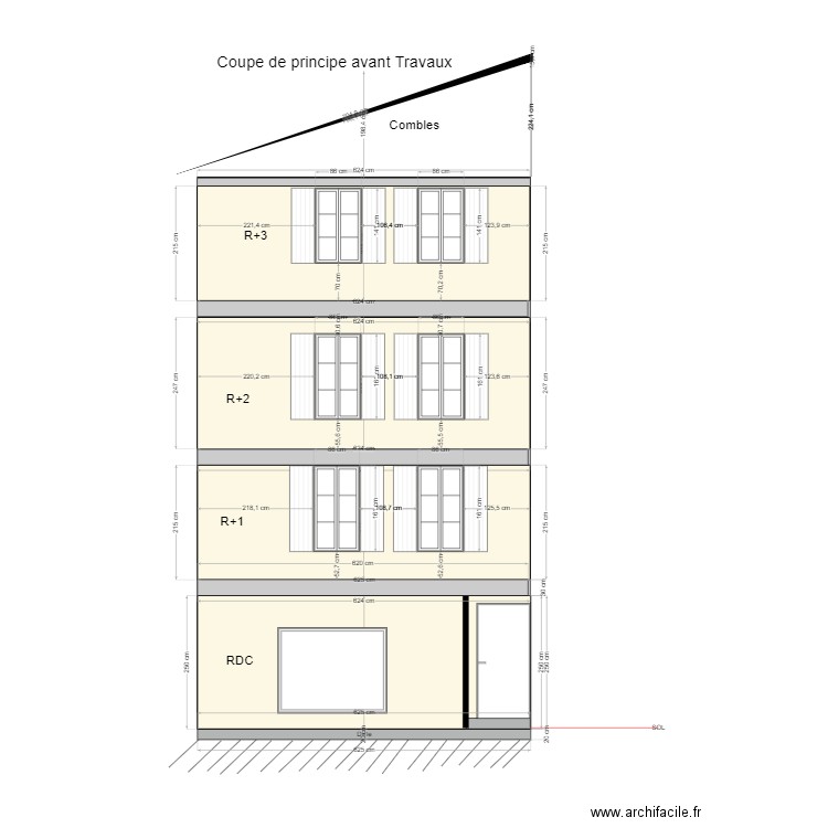 PAMIERS3 - COUPE avant Travaux. Plan de 0 pièce et 0 m2