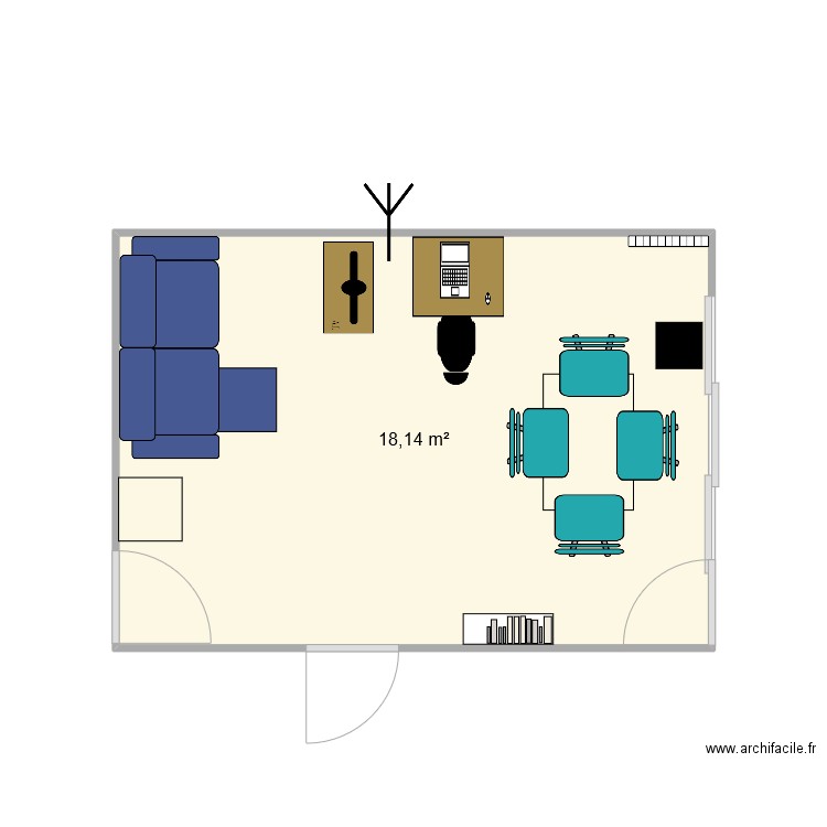 Séjour Chelles variante. Plan de 1 pièce et 18 m2