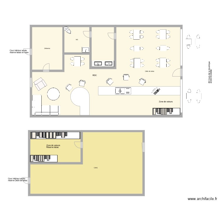 TABAC LE LONGCHAMP. Plan de 6 pièces et 306 m2