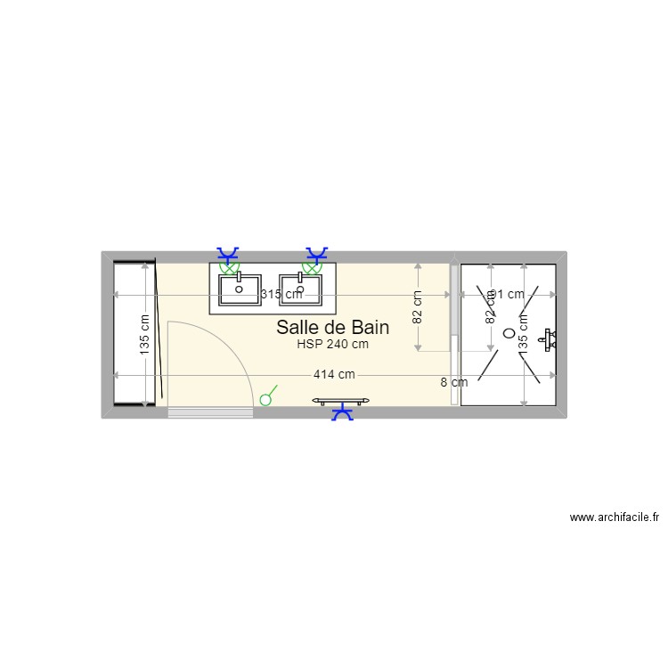 SdB BRETON. Plan de 1 pièce et 6 m2