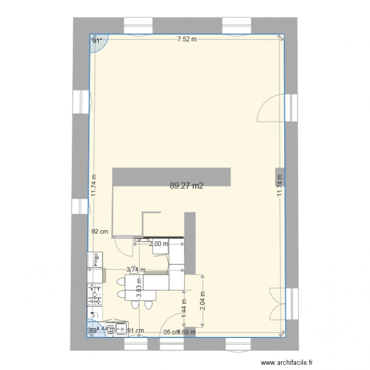 rdc ouvertures maçon cotations cuisine. Plan de 0 pièce et 0 m2