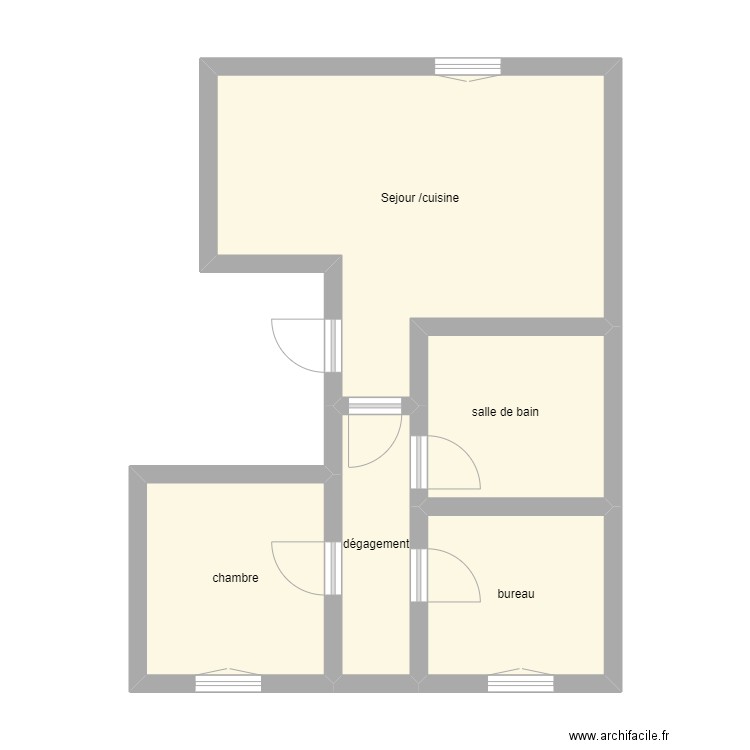 1044. Plan de 5 pièces et 46 m2