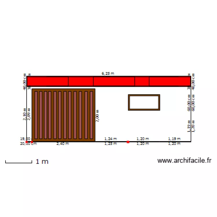 cabane jardin fa&ccedil;ade sud. Plan de 