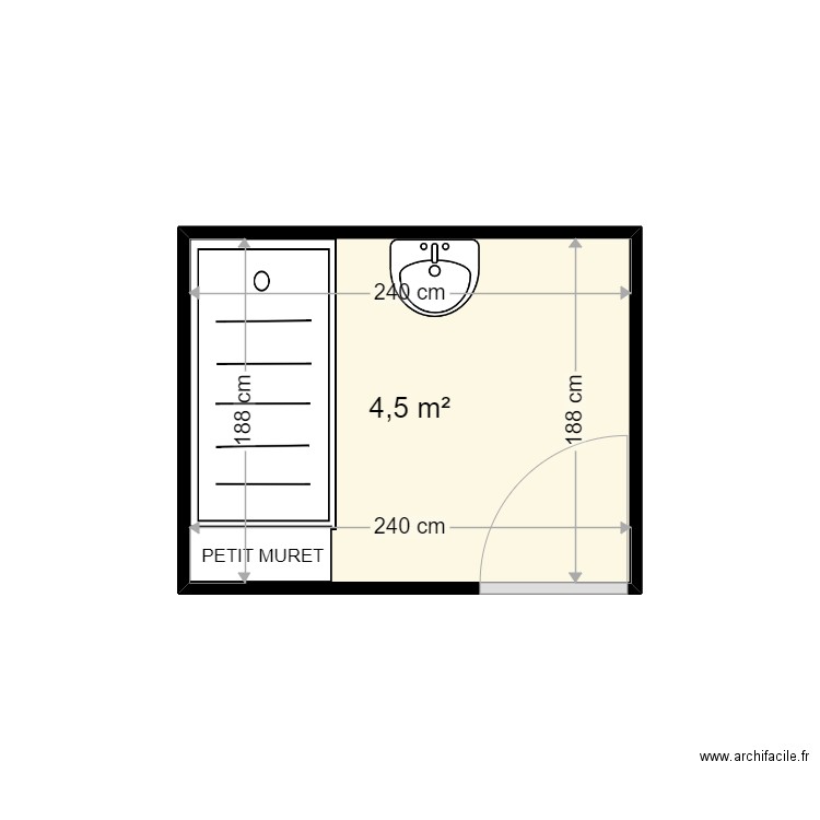 BONVALET JACQUELINE . Plan de 1 pièce et 5 m2