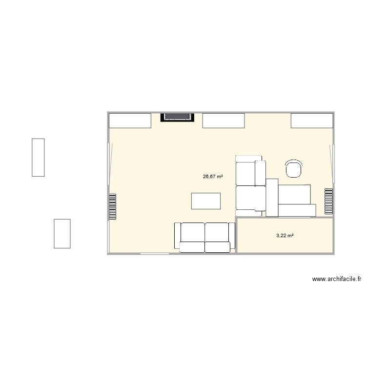 Plan Salon 3. Plan de 2 pièces et 30 m2