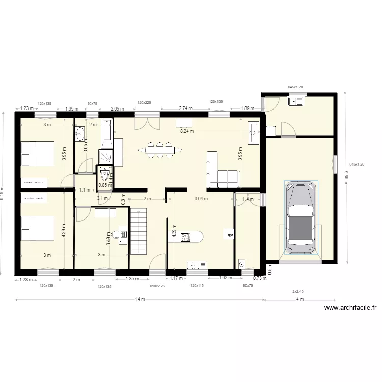 Existant Tireau. Plan de 