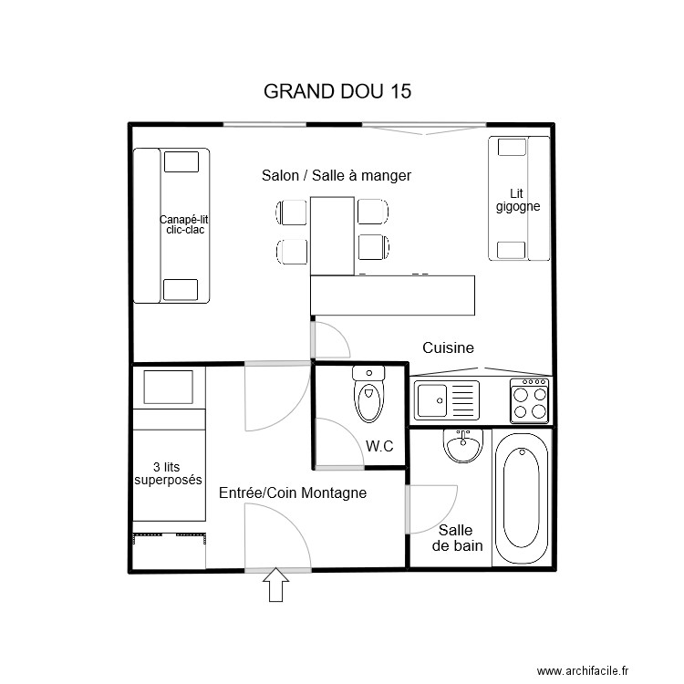 GDOU15. Plan de 4 pièces et 27 m2
