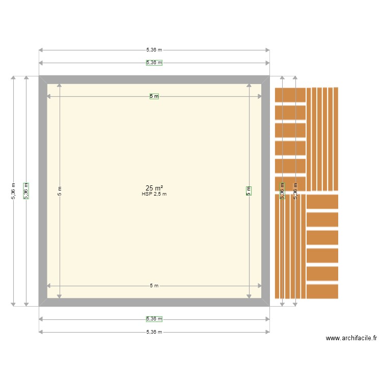 QUEBEC 1er étage final. Plan de 1 pièce et 25 m2