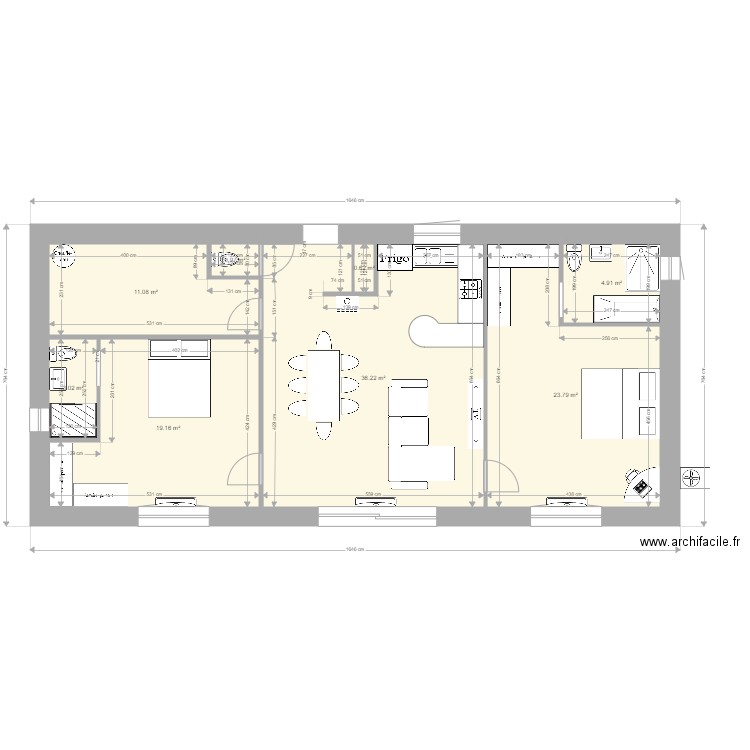 maison 100 m2 a. Plan de 0 pièce et 0 m2