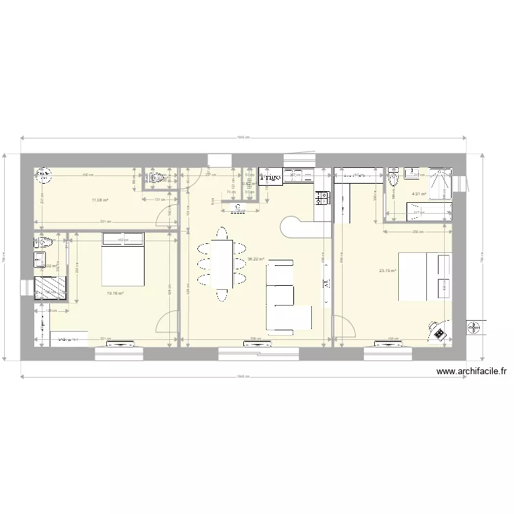 maison 100 m2 a. Plan de 