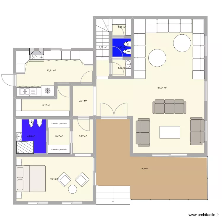 maison soumaya. Plan de 12 Pièces et 108 m²