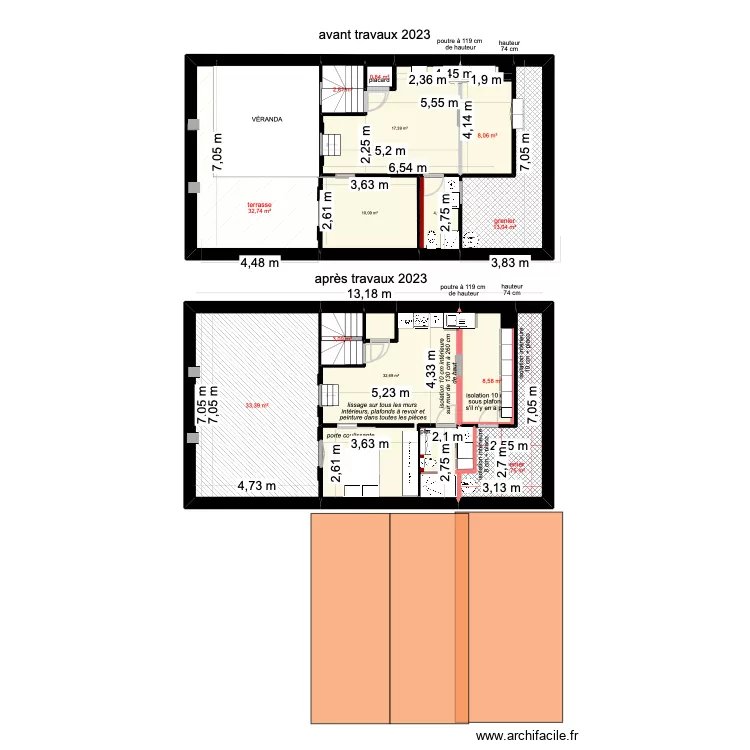 Coq 2&egrave;me &eacute;tage. Plan de 13 pièces et 179 m²
