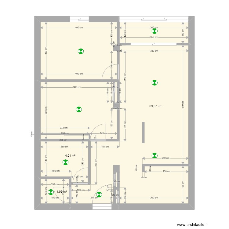 azeffoun mustang. Plan de 3 pièces et 70 m2