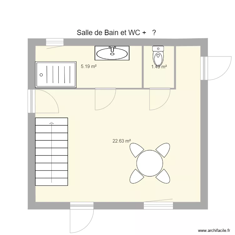 Maison  SDB et WC   RDC. Plan de 