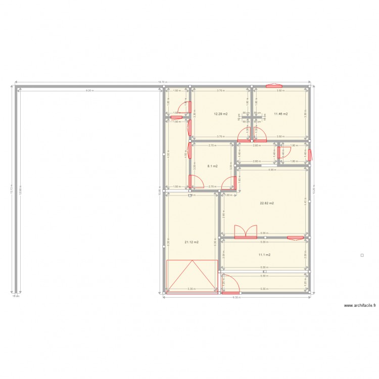 PLAN 3 PIECES. Plan de 11 pièces et 109 m2