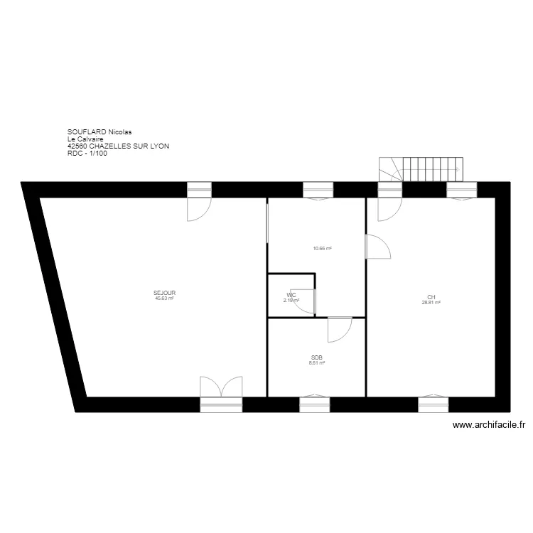 VV SOUFLARD 42560 CHAZELLES SUR LAVIEU. Plan de VV SOUFLARD 42560 CHAZELLES SUR LAVIEU. Plan de