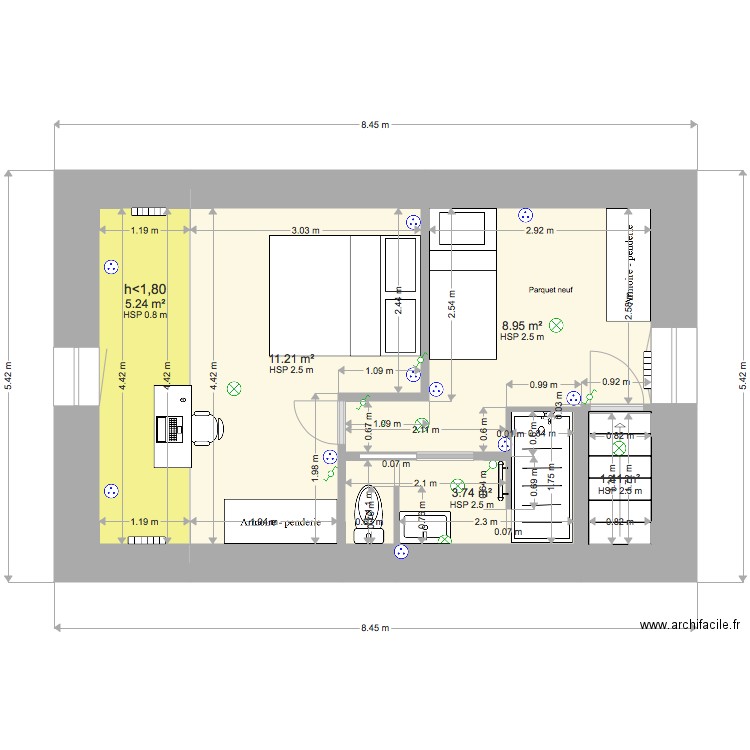 dongeron étage version 1. Plan de 0 pièce et 0 m2